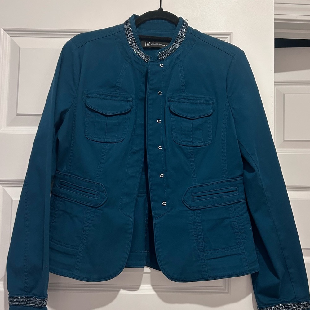 Chic Blue Jacket with Silver Accents